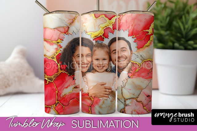 Photo Tumbler Wrap, Marble Family Frame Tumbler Sublimation Sublimation OrangeBrushStudio 