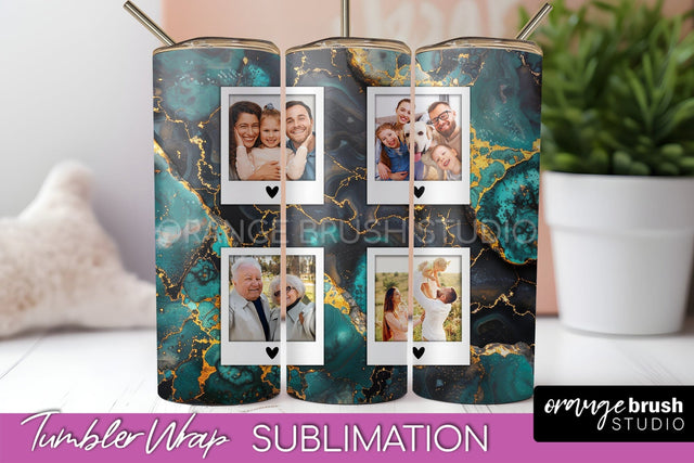 Photo Tumbler Wrap, Marble Family Frame Tumbler Sublimation Sublimation OrangeBrushStudio 