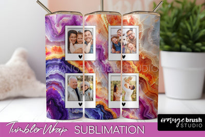 Photo Tumbler Wrap, Marble Family Frame Tumbler Sublimation Sublimation OrangeBrushStudio 