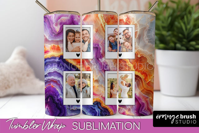 Photo Tumbler Wrap, Marble Family Frame Tumbler Sublimation Sublimation OrangeBrushStudio 