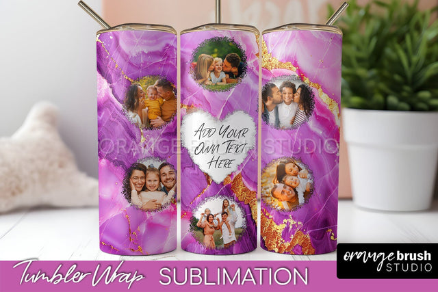 Photo Tumbler Wrap, Marble Family Frame Tumbler Sublimation Sublimation OrangeBrushStudio 