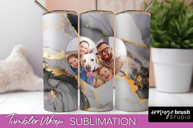 Photo Tumbler Wrap, Marble Family Frame Tumbler Sublimation Sublimation OrangeBrushStudio 