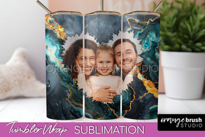 Photo Tumbler Wrap, Marble Family Frame Tumbler Sublimation Sublimation OrangeBrushStudio 