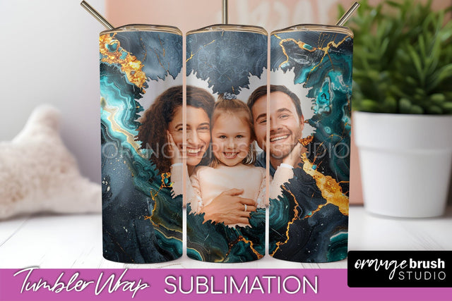 Photo Tumbler Wrap, Marble Family Frame Tumbler Sublimation Sublimation OrangeBrushStudio 