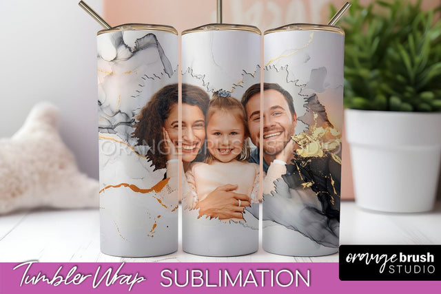 Photo Tumbler Wrap, Marble Family Frame Tumbler Sublimation Sublimation OrangeBrushStudio 
