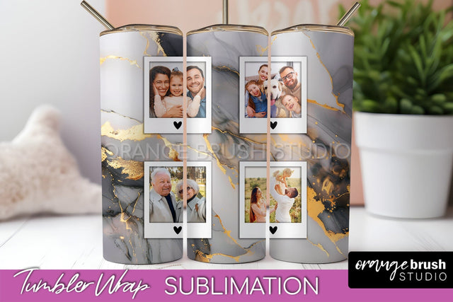 Photo Tumbler Wrap, Marble Family Frame Tumbler Sublimation Sublimation OrangeBrushStudio 
