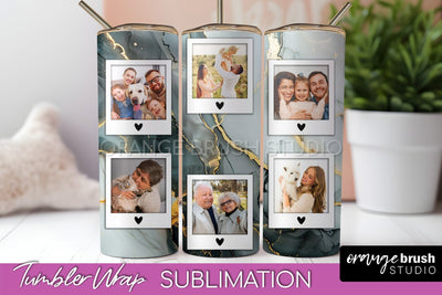 Photo Tumbler Wrap, Marble Family Frame Tumbler Sublimation Sublimation OrangeBrushStudio 