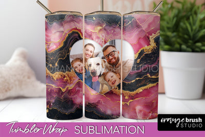 Photo Tumbler Wrap, Marble Family Frame Tumbler Sublimation Sublimation OrangeBrushStudio 