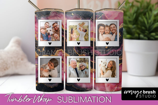 Photo Tumbler Wrap, Marble Family Frame Tumbler Sublimation Sublimation OrangeBrushStudio 