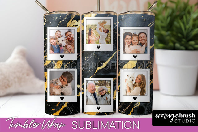Photo Tumbler Wrap, Marble Family Frame Tumbler Sublimation Sublimation OrangeBrushStudio 
