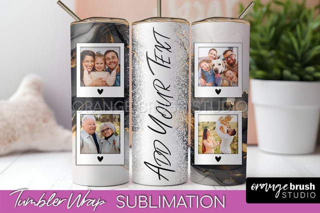 Photo Tumbler Wrap, Marble Family Frame Tumbler Sublimation Sublimation OrangeBrushStudio 