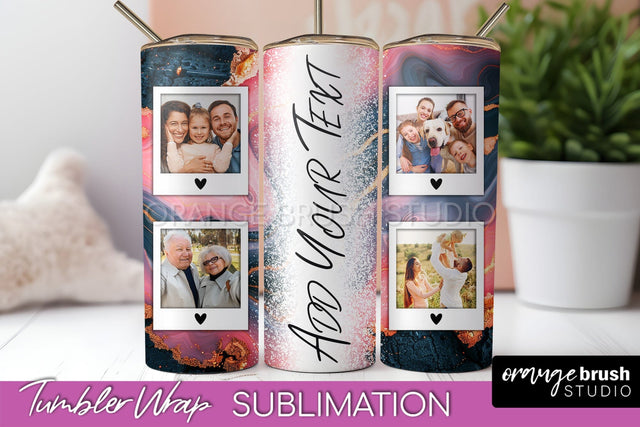 Photo Tumbler Wrap, Marble Family Frame Tumbler Sublimation Sublimation OrangeBrushStudio 