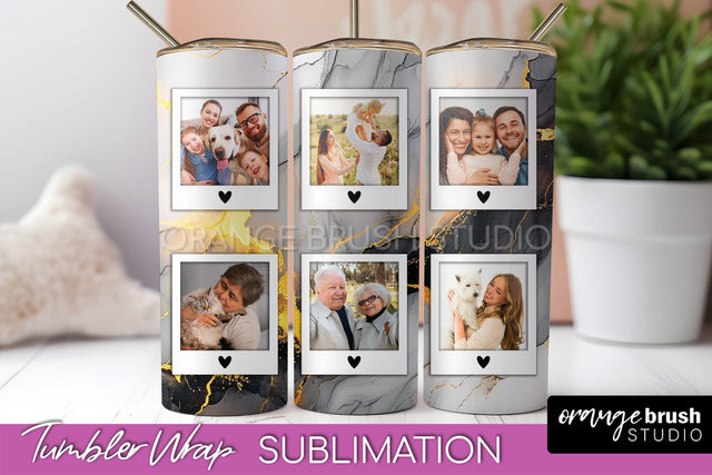 Photo Tumbler Wrap, Marble Family Frame Tumbler Sublimation Sublimation OrangeBrushStudio 