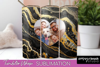 Photo Tumbler Wrap, Marble Family Frame Tumbler Sublimation Sublimation OrangeBrushStudio 
