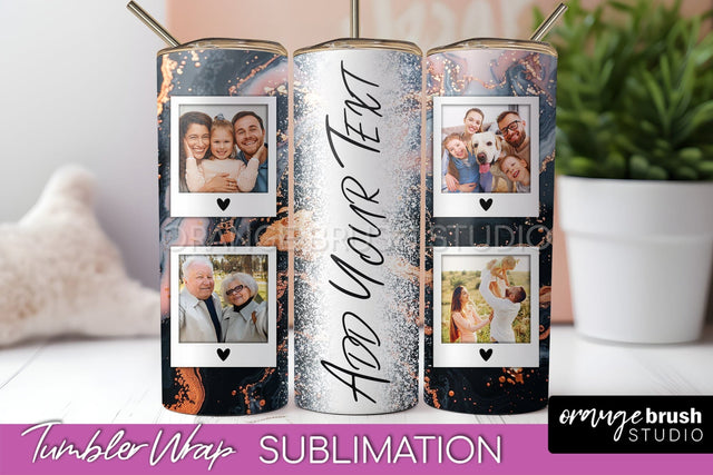 Photo Tumbler Wrap, Marble Family Frame Tumbler Sublimation Sublimation OrangeBrushStudio 