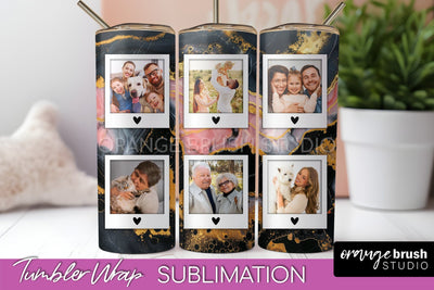 Photo Tumbler Wrap, Marble Family Frame Tumbler Sublimation Sublimation OrangeBrushStudio 