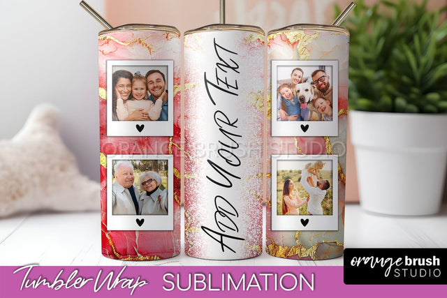 Photo Tumbler Wrap, Marble Family Frame Tumbler Sublimation Sublimation OrangeBrushStudio 