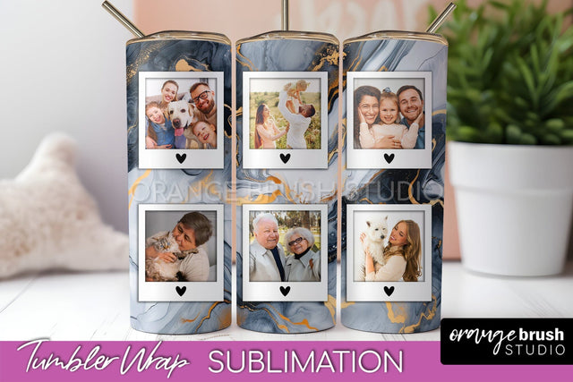 Photo Tumbler Wrap, Marble Family Frame Tumbler Sublimation Sublimation OrangeBrushStudio 