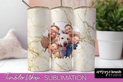 Photo Tumbler Wrap, Marble Family Frame Tumbler Sublimation Sublimation OrangeBrushStudio 
