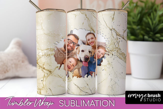 Photo Tumbler Wrap, Marble Family Frame Tumbler Sublimation Sublimation OrangeBrushStudio 