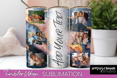 Photo Tumbler Wrap, Marble Family Frame Tumbler Sublimation Sublimation OrangeBrushStudio 