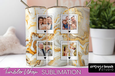 Photo Tumbler Wrap, Marble Family Frame Tumbler Sublimation Sublimation OrangeBrushStudio 
