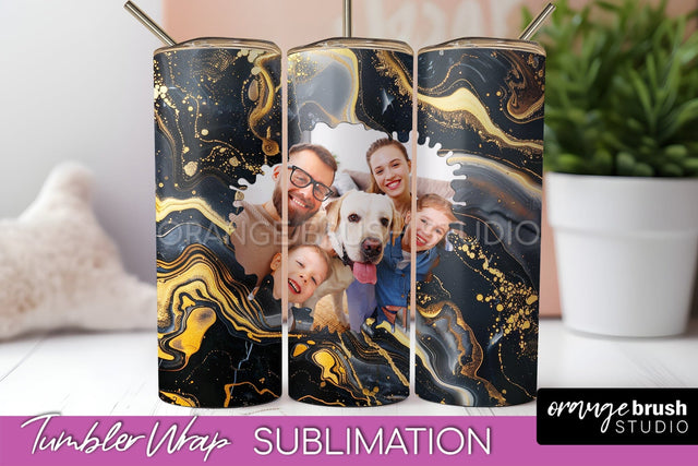 Photo Tumbler Wrap, Marble Family Frame Tumbler Sublimation Sublimation OrangeBrushStudio 