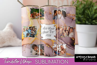 Photo Tumbler Wrap, Marble Family Frame Tumbler Sublimation Sublimation OrangeBrushStudio 