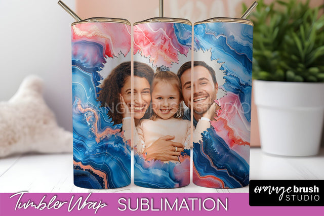 Photo Tumbler Wrap, Marble Family Frame Tumbler Sublimation Sublimation OrangeBrushStudio 