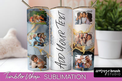 Photo Tumbler Wrap, Marble Family Frame Tumbler Sublimation Sublimation OrangeBrushStudio 