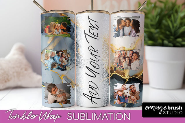 Photo Tumbler Wrap, Marble Family Frame Tumbler Sublimation Sublimation OrangeBrushStudio 