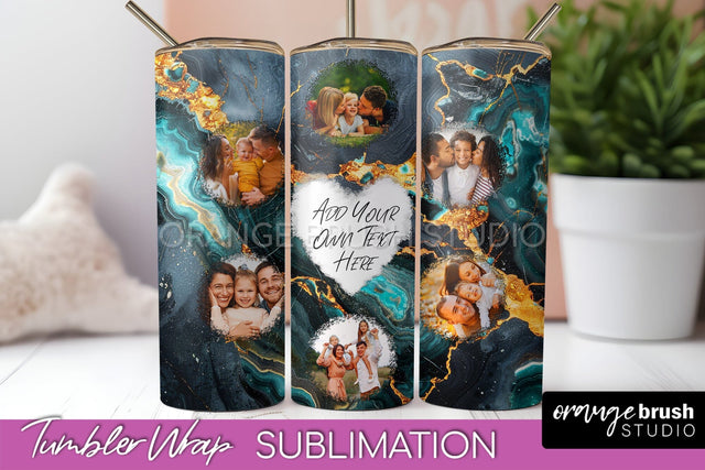 Photo Tumbler Wrap, Marble Family Frame Tumbler Sublimation Sublimation OrangeBrushStudio 