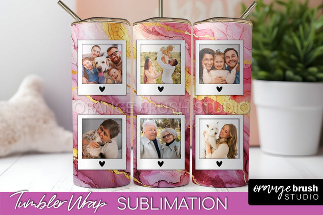 Photo Tumbler Wrap, Marble Family Frame Tumbler Sublimation Sublimation OrangeBrushStudio 