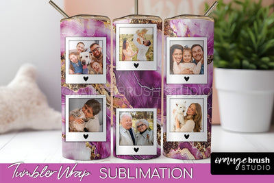 Photo Tumbler Wrap, Marble Family Frame Tumbler Sublimation Sublimation OrangeBrushStudio 