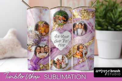 Photo Tumbler Wrap, Marble Family Frame Tumbler Sublimation Sublimation OrangeBrushStudio 
