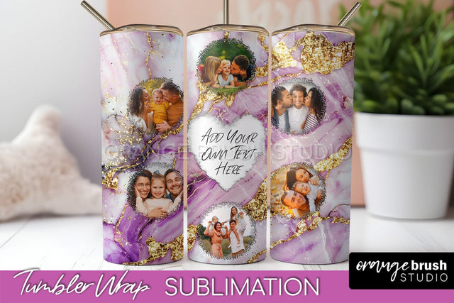 Photo Tumbler Wrap, Marble Family Frame Tumbler Sublimation Sublimation OrangeBrushStudio 