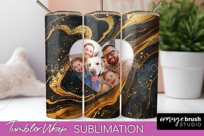 Photo Tumbler Wrap, Marble Family Frame Tumbler Sublimation Sublimation OrangeBrushStudio 