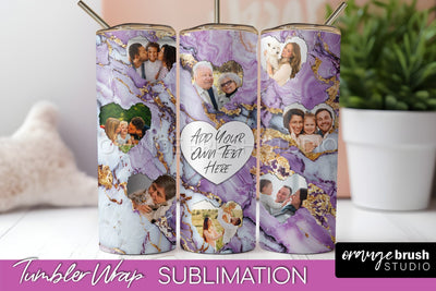 Photo Tumbler Wrap, Marble Family Frame Tumbler Sublimation Sublimation OrangeBrushStudio 