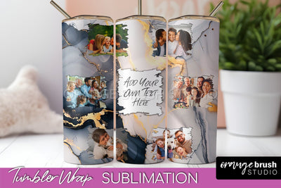 Photo Tumbler Wrap, Marble Family Frame Tumbler Sublimation Sublimation OrangeBrushStudio 