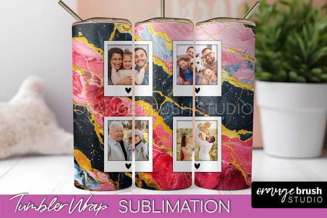 Photo Tumbler Wrap, Marble Family Frame Tumbler Sublimation Sublimation OrangeBrushStudio 