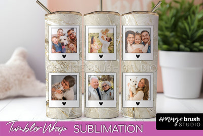 Photo Tumbler Wrap, Marble Family Frame Tumbler Sublimation Sublimation OrangeBrushStudio 
