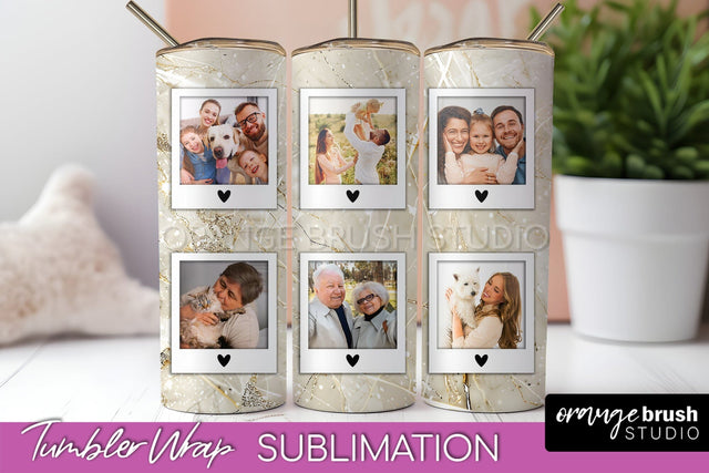 Photo Tumbler Wrap, Marble Family Frame Tumbler Sublimation Sublimation OrangeBrushStudio 