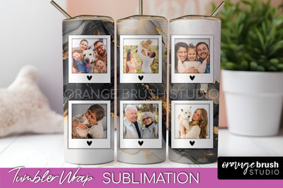 Photo Tumbler Wrap, Marble Family Frame Tumbler Sublimation Sublimation OrangeBrushStudio 