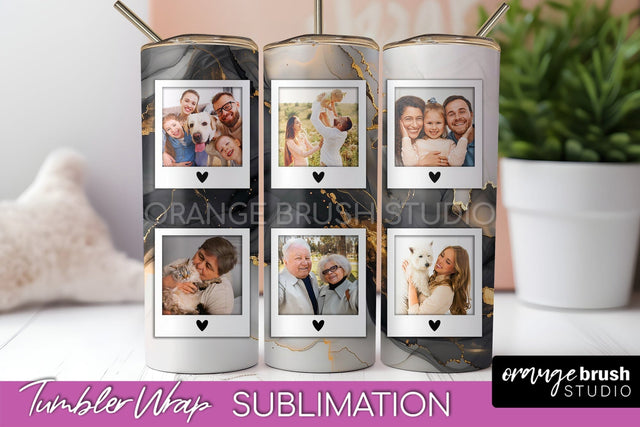 Photo Tumbler Wrap, Marble Family Frame Tumbler Sublimation Sublimation OrangeBrushStudio 