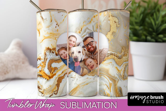 Photo Tumbler Wrap, Marble Family Frame Tumbler Sublimation Sublimation OrangeBrushStudio 