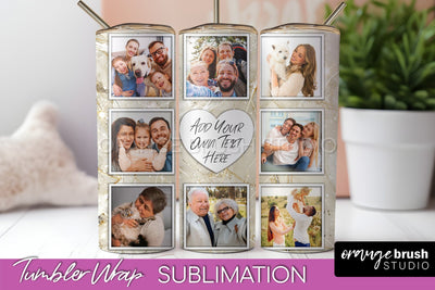Photo Tumbler Wrap, Marble Family Frame Tumbler Sublimation Sublimation OrangeBrushStudio 
