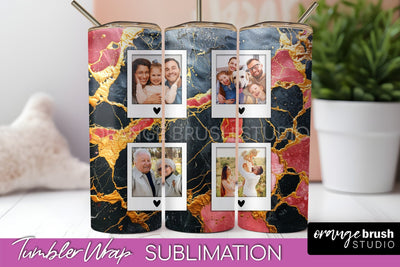 Photo Tumbler Wrap, Marble Family Frame Tumbler Sublimation Sublimation OrangeBrushStudio 