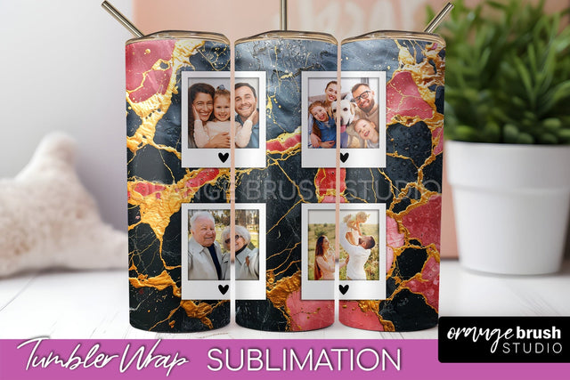 Photo Tumbler Wrap, Marble Family Frame Tumbler Sublimation Sublimation OrangeBrushStudio 