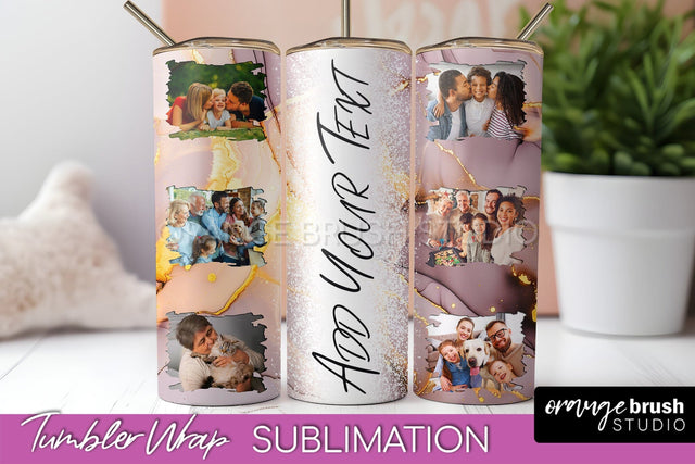 Photo Tumbler Wrap, Marble Family Frame Tumbler Sublimation Sublimation OrangeBrushStudio 