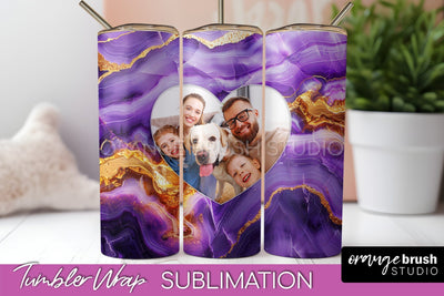 Photo Tumbler Wrap, Marble Family Frame Tumbler Sublimation Sublimation OrangeBrushStudio 